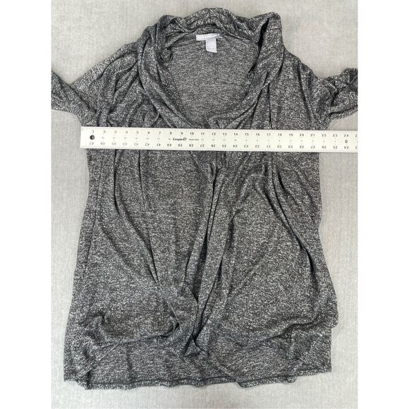 Womens Cardigan L Gray Lightweight Open Long Sleeve Elbow Cutout Everyday Casual - Picture 6 of 9